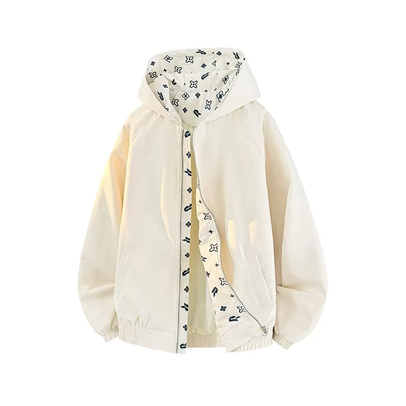 可印LOGO小众设计感美式连帽夹克男女宽松拉链开衫情侣潮牌外套男