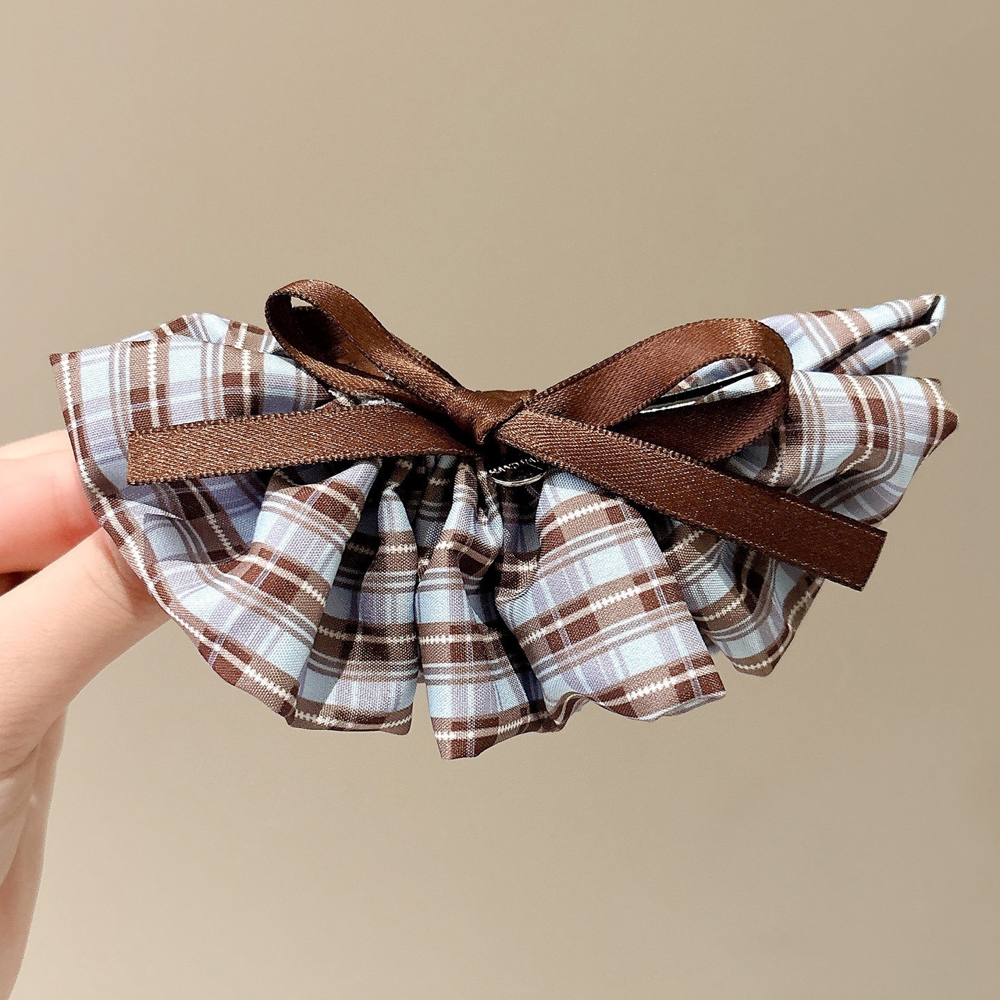 3# blue plaid banana clip bottom clip about 10cm
