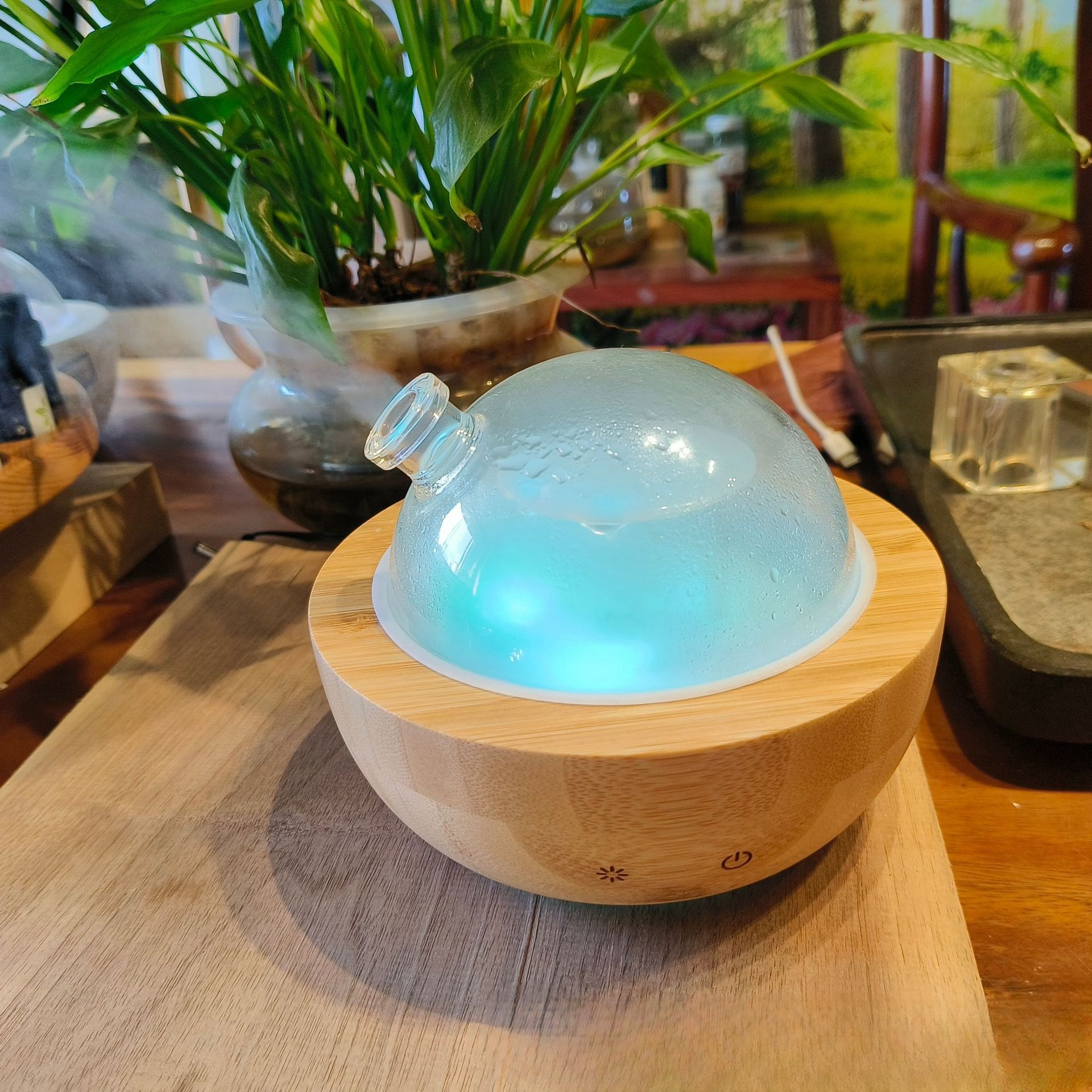 Natural bamboo aromatherapy machine, solid wood aromatherapy machine, essential oil aromatherapy, humidifier, solid wood glass aromatherapy