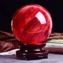 天然熔炼红水晶球摆件鸿运当头家居客厅玄关办公室装饰开业礼品