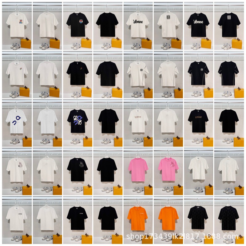 Cross-Border 26Ss High-End Version Loe Embroidered Logo Summer Hot-Selling Round Neck Short-Sleeve T-Shirt Unisex Cross-Border 26Ss High-End Version Loe Embroidered Logo Summer Hot-Selling Round Neck Short-Sleeve T-Shirt Unisex