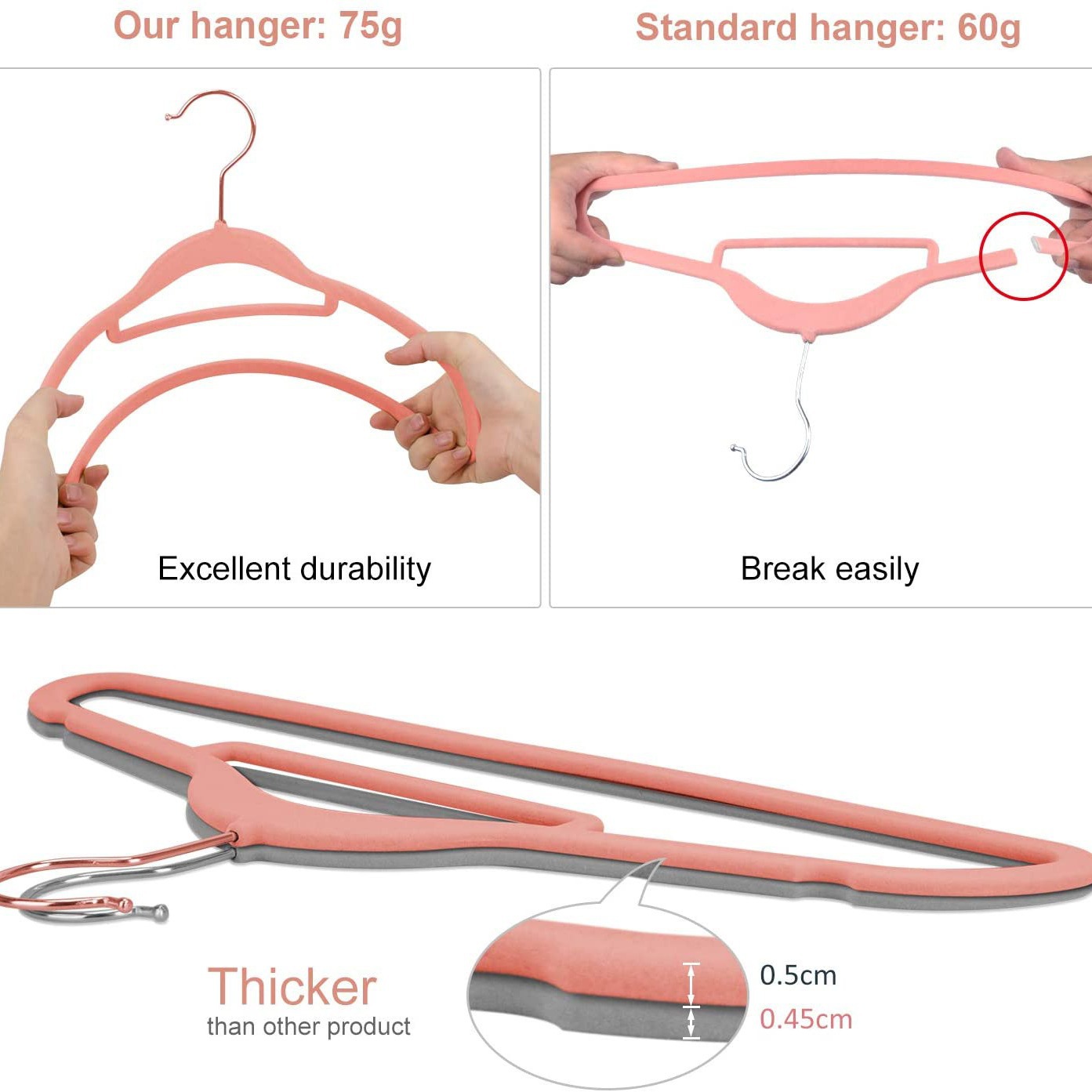 Percha de ropa al por mayor percha de plástico percha de almacenamiento de armario hogar flocado antideslizante sin costura flocado percha