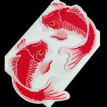 经典刺绣鲤鱼刺绣布贴外套装饰辅料背胶补丁贴太极服绣花章仔