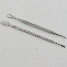 不锈钢美甲钢推2件套装死皮叉双头小钢推指甲油卸甲刀死皮推现货