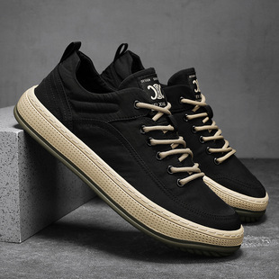 2024 New Arrival Canvas Men's Shoes Autumn Ice Silk Breathable Black Casual Sneakers Men's Thin Cloth Shoes Working with Soft Sole