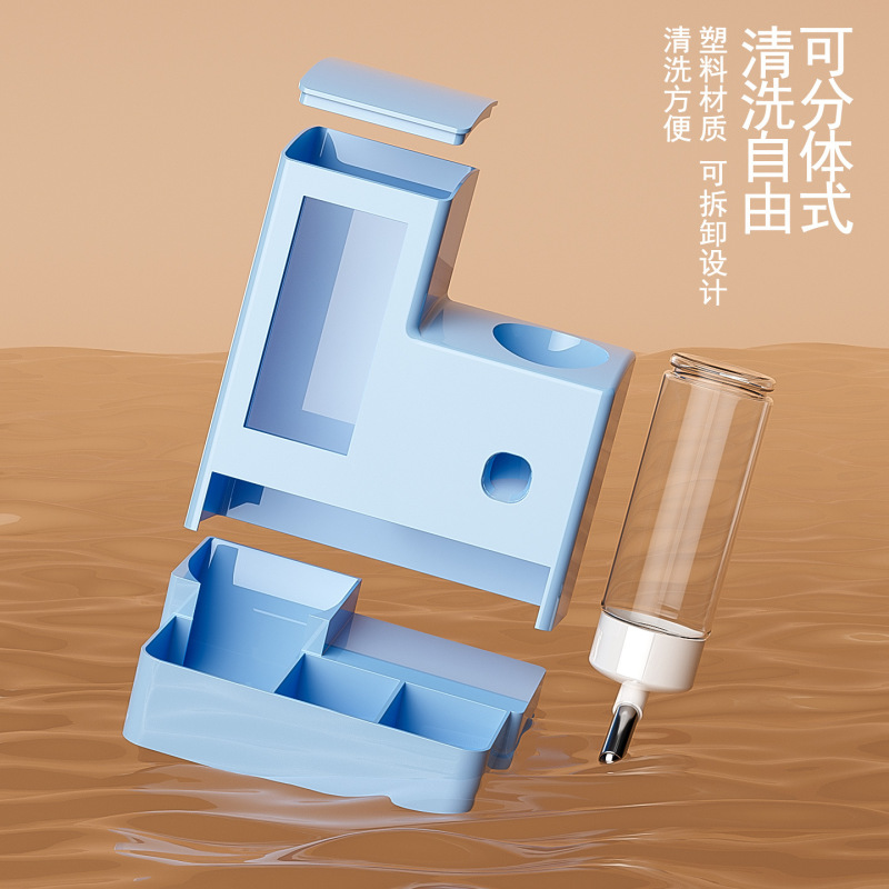 仓鼠自动喂食器防漏水饮水机金丝熊专用吃喝一体防打翻仓鼠喂食盆|undefined