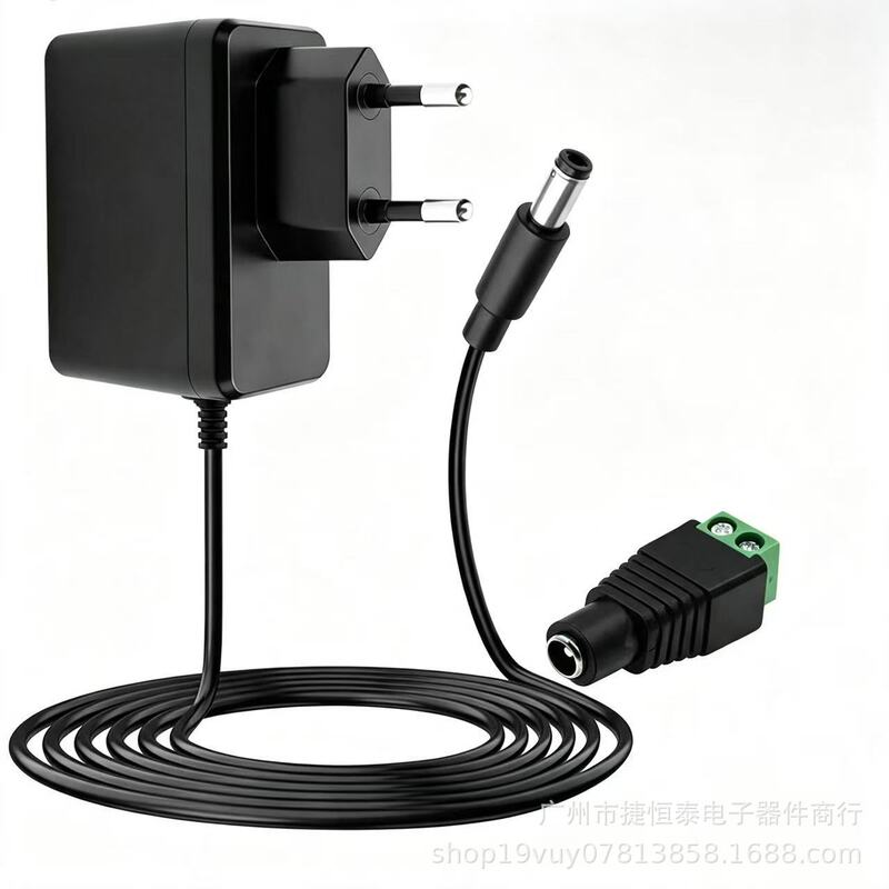 Cross-border bestseller suitable for 12V 24V 9V 5V3A power adapters, European and American standard charger adapter with green plug