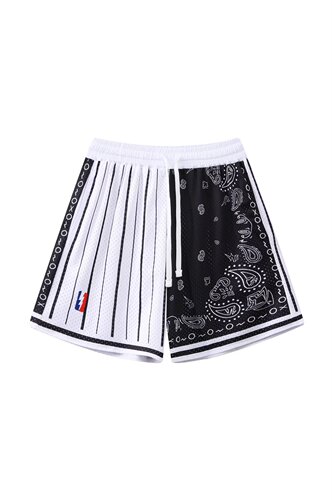Summer American-style basketball pants, knee-length retro double-layer sports quick-drying quarter shorts for men, net eye pants for fitness