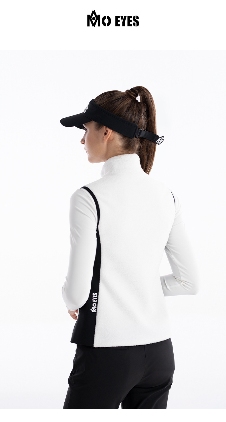 Áo ghi lê lông vũ nữ giữ ấm mùa thu đông – phong cách golf — M23YF025-Áo vest đen (lông cừu cực), M23YF025-Áo vest trắng (lông cừu cực) chi tiết 7
