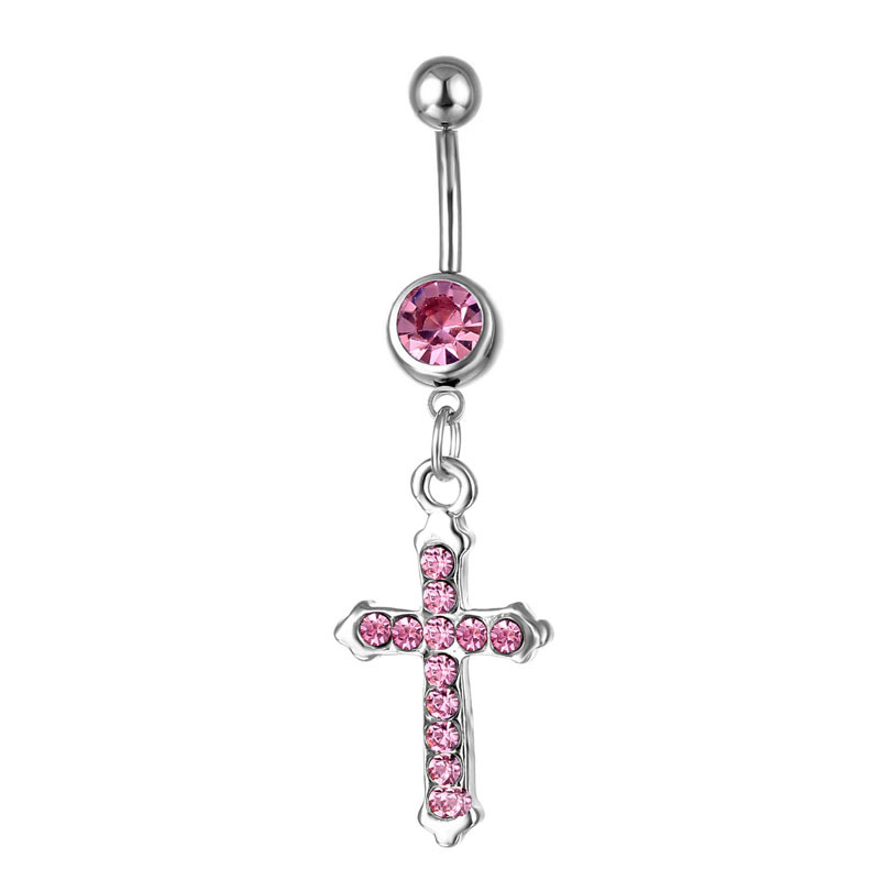 Piercing Jewelry Stainless Steel Diamond Cross Pendant Navel Nail display picture 2