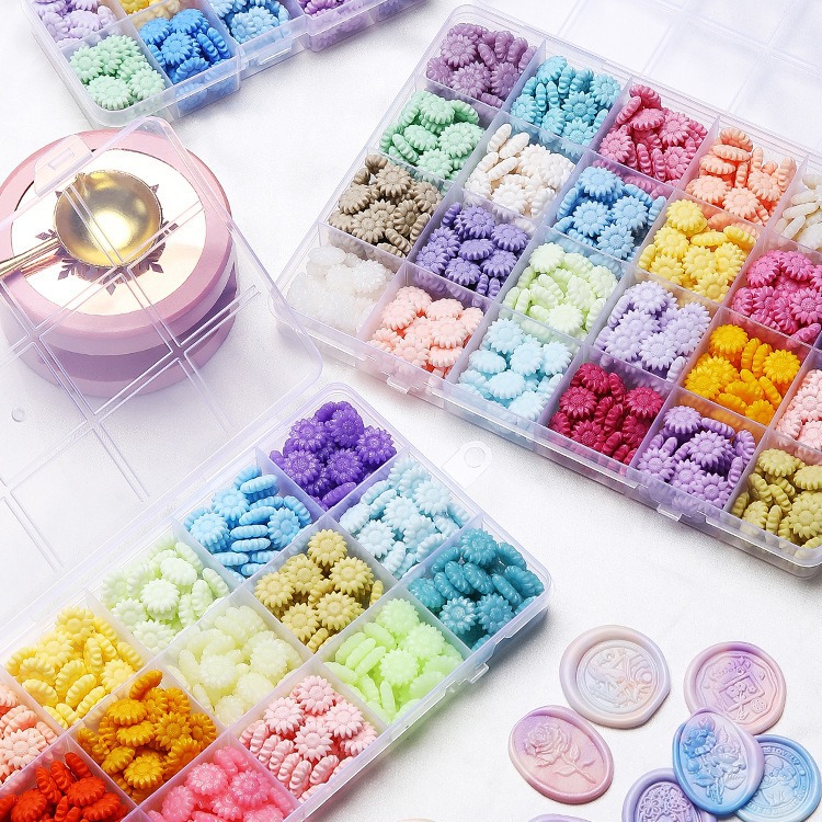 Strength Factory Grid Sunflower Fire Paint Wax Granules Transparent Box 10/15/24 Color Seal Wax Granules Full Set Wholesale