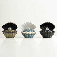 贝壳陶瓷桌面流水摆件办公滴水盆景喷泉茶桌茶台加湿水景奶油