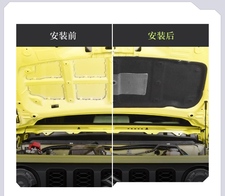 Suitable for Jb74 Suzuki Jimny Engine Hood Insulation Soundproofing Cotton Aluminum Foil Pad Noise Reduction Engine Modification