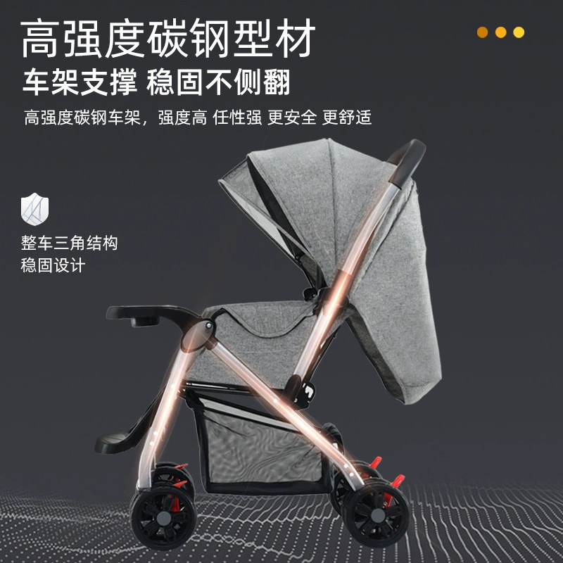 Folding stroller with seat, children's trolley, can sit and lie