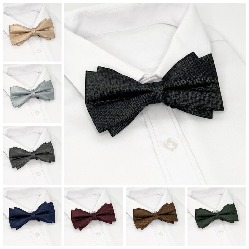Solid Color Dark Pattern Bow Tie Men's Wedding Groom Suit Dress Accessories Cream Style Texture Literary Style Bow