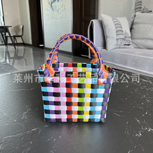 销售伴手礼篮子儿童篮拍照沙滩包彩色编织篮女式手提包小包百搭