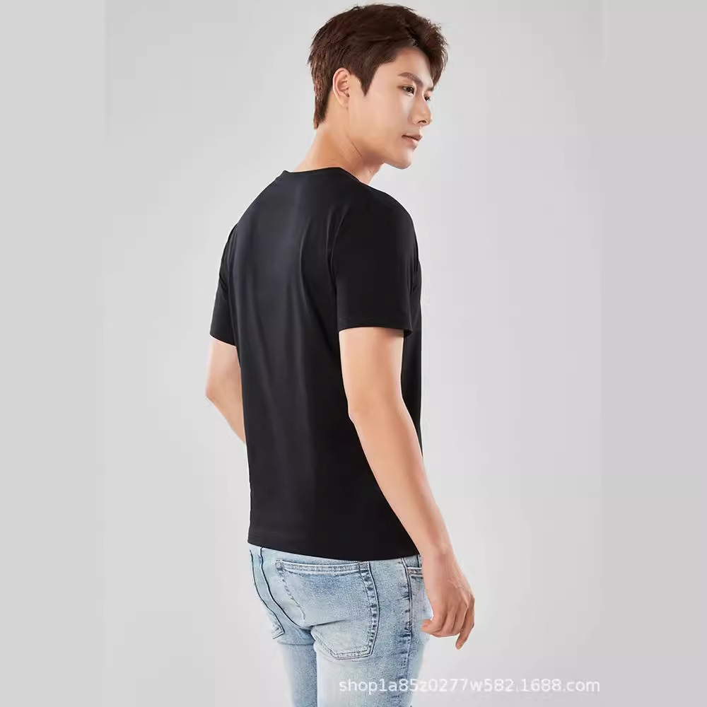 Nueva camiseta con sensación de hielo para hombre de manga corta Solona, camisa cultural, camisa publicitaria de letras, ropa de trabajo suelta de cuello redondo, impresión de letras
