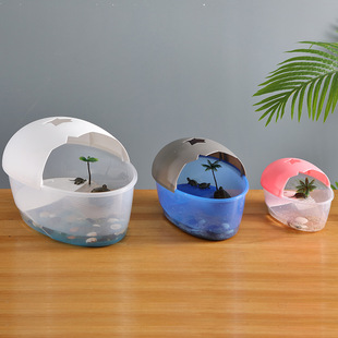 Tortoise Tank with Basking Table Home Villa Creative Plastic Small and Medium-sized Tortoise Feeding Box Fish Tank with Cover