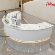 半圆弧形烤漆前台桌整形医院门厅大理石吧台轻奢服务待台