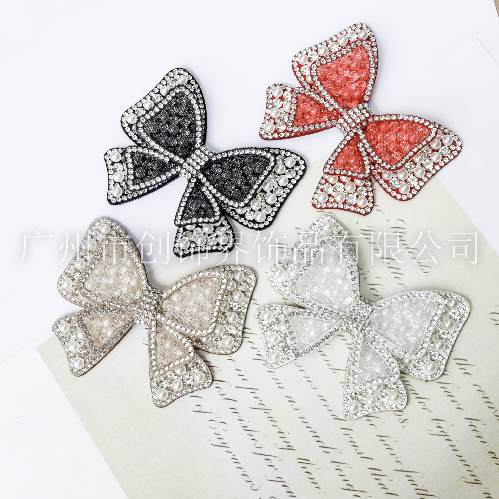 时尚满钻蝴蝶结#黑色蝴蝶结发夹#手工制作#鞋子包包饰品