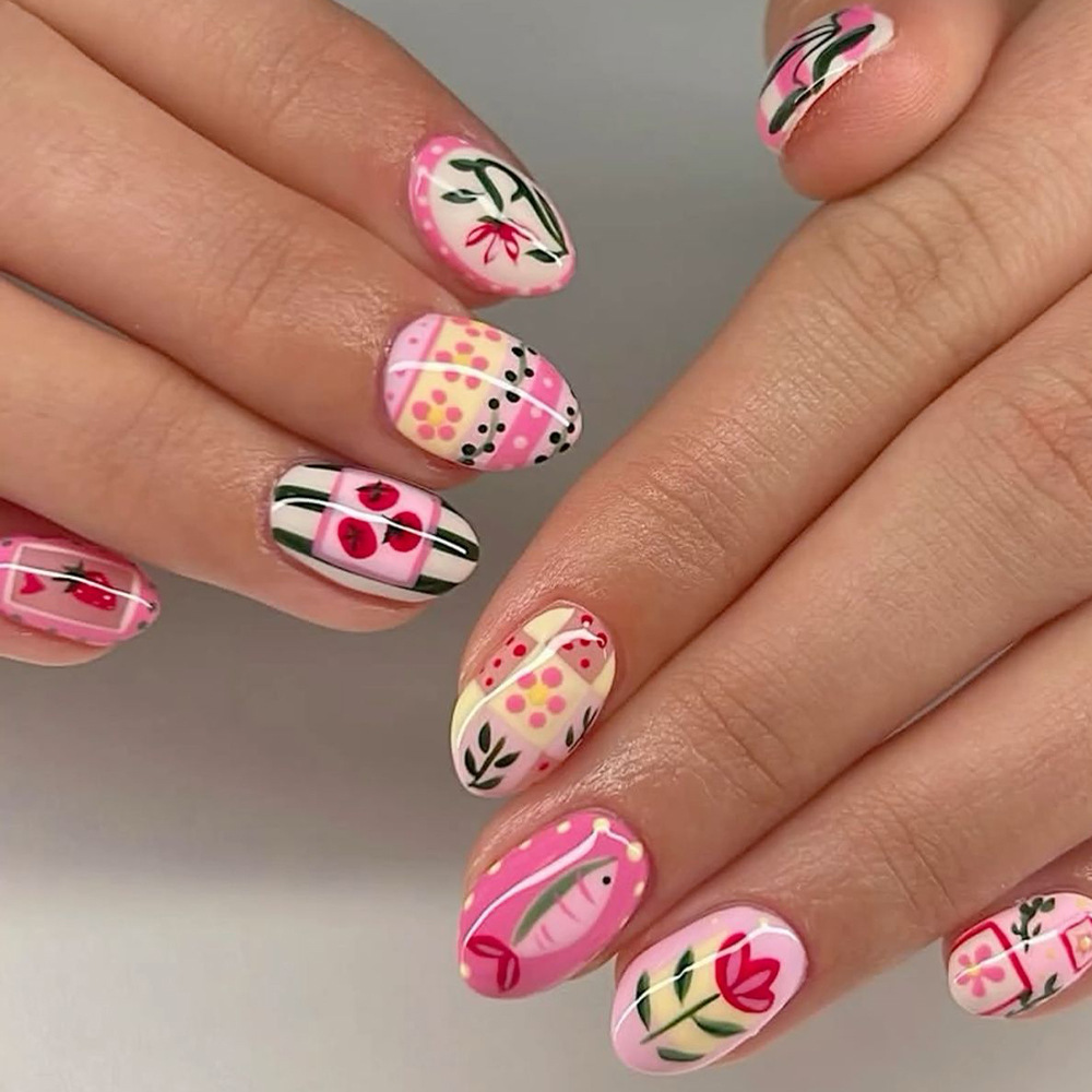 Desgaste de uñas falso transfronterizo de uñas de longitud media pieza de uñas desmontable pieza de uñas producto terminado uñas al por mayor