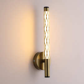 新款卧室背景墙壁灯极简约床头灯上发光镂空led壁灯金色wall lamp