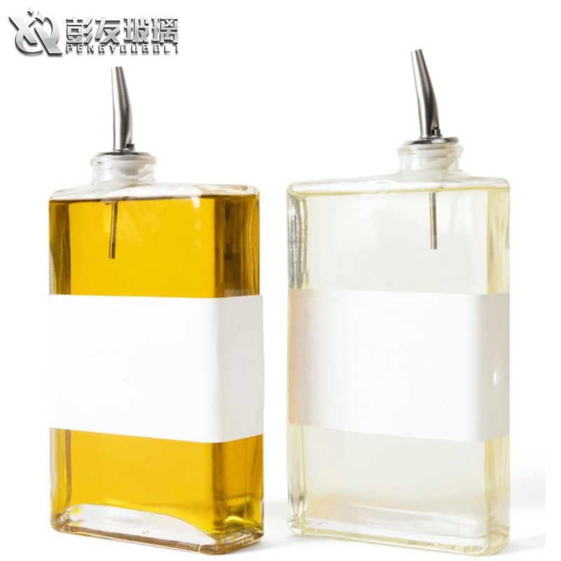 厂家直供350ml玻璃瓶油瓶厨房用品酱油醋调料瓶晶白料方形油壶瓶