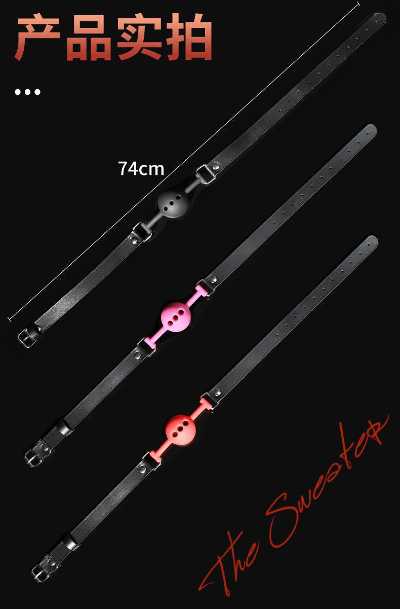 Silicone and Alloy Bondage Restraint Set with Mouth Ball, Handcuffs and Nipple Clamps — detail image 26
