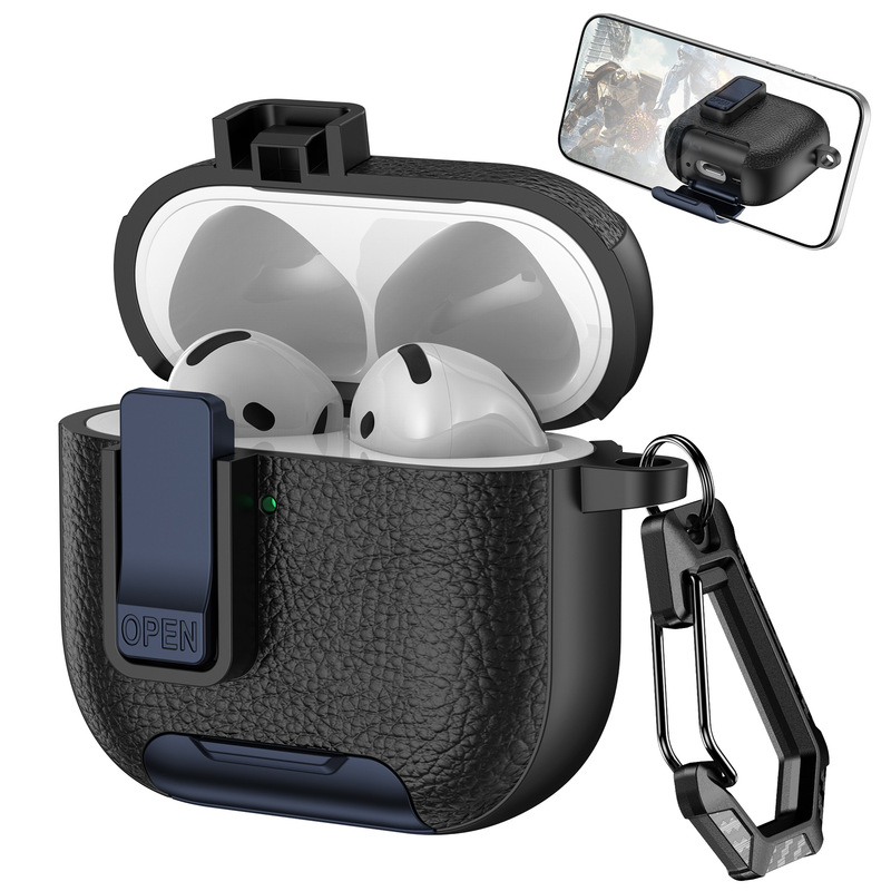 新型AirPods Pro 3保護ケース 第4世代イヤホン保護ケース Apple Bluetoothイヤホン保護ケース 携帯電話スタンド|undefined
