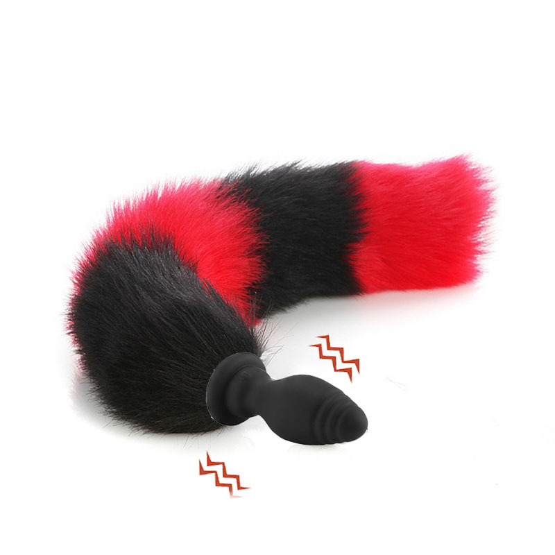 Sexy reemplazable Fox cola de silicona vibración anal plug back corte masturbación SM suministros para adultos entrega al por mayor