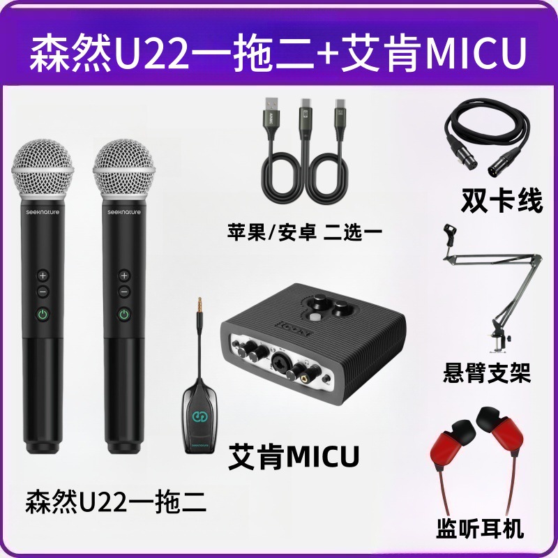 Senran U22 Wireless Microphone Speaker Karaoke Live Broadcast Sound Card Set Internet Celebrity Anchor Outdoor Noise Reduction Dynamic Microphone