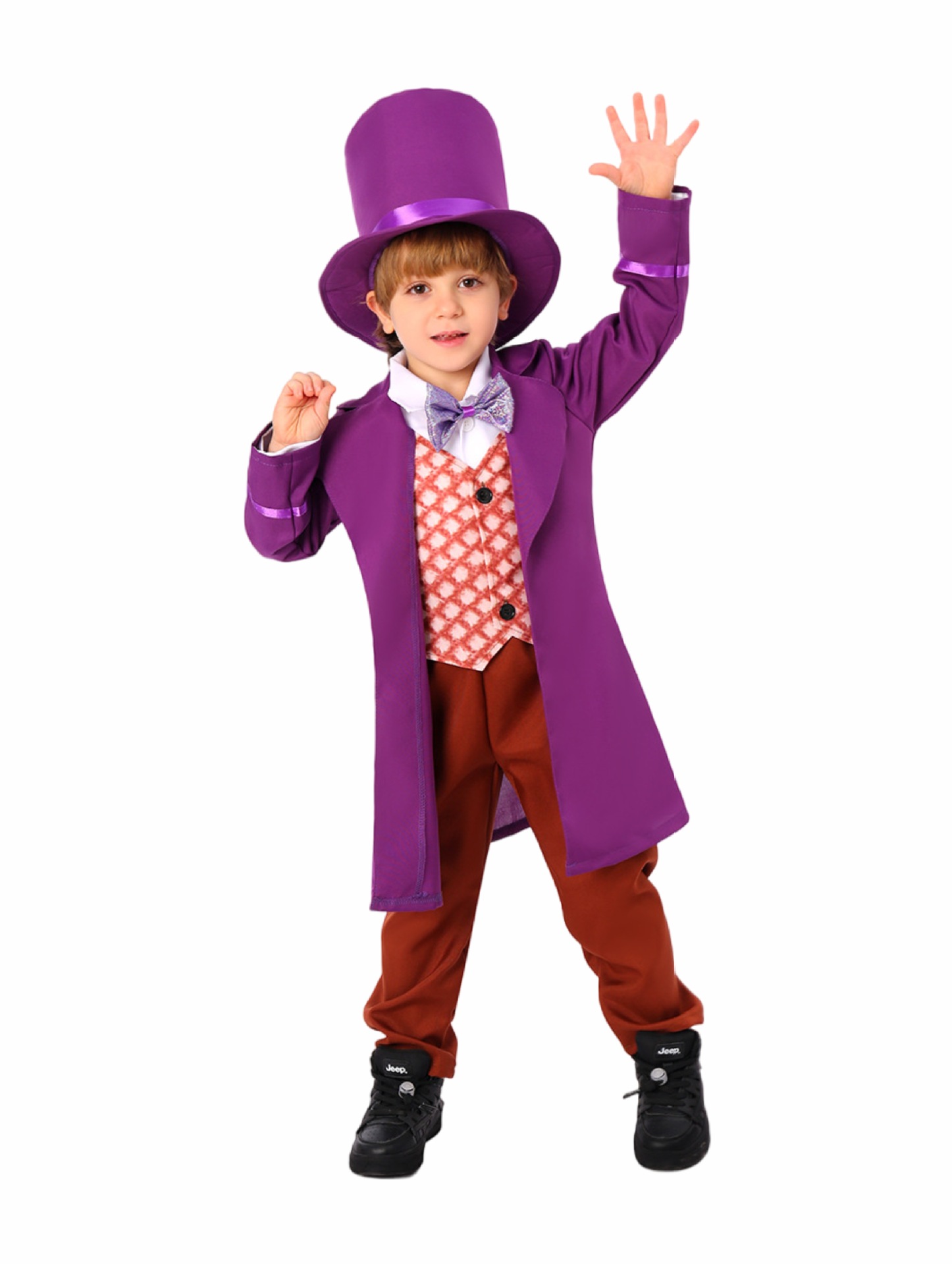Traje de Halloween para niños Una pieza de reparto Charlie Chocolate Factory Willewanka cos Traje de actuación