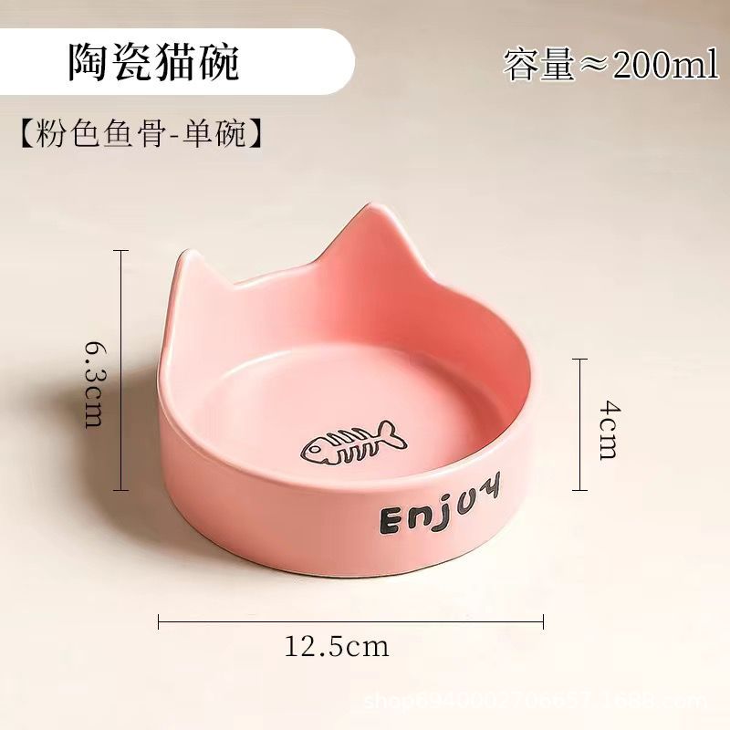 Tazón para gatos Tazón para comida para gatos de cerámica Tazón para mascotas Tazón para beber Tazón para alimentos Tazón para gatos todo en uno Tazón para gatos Tazón para perros No es fácil volcar el cuello