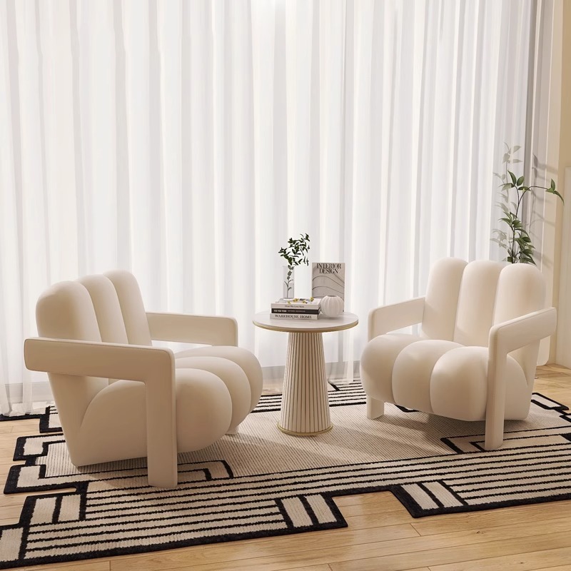 Sala de estar perezosa sofá de balcón simple sala de recepción moderna silla de aire crema diseñador de alta calidad