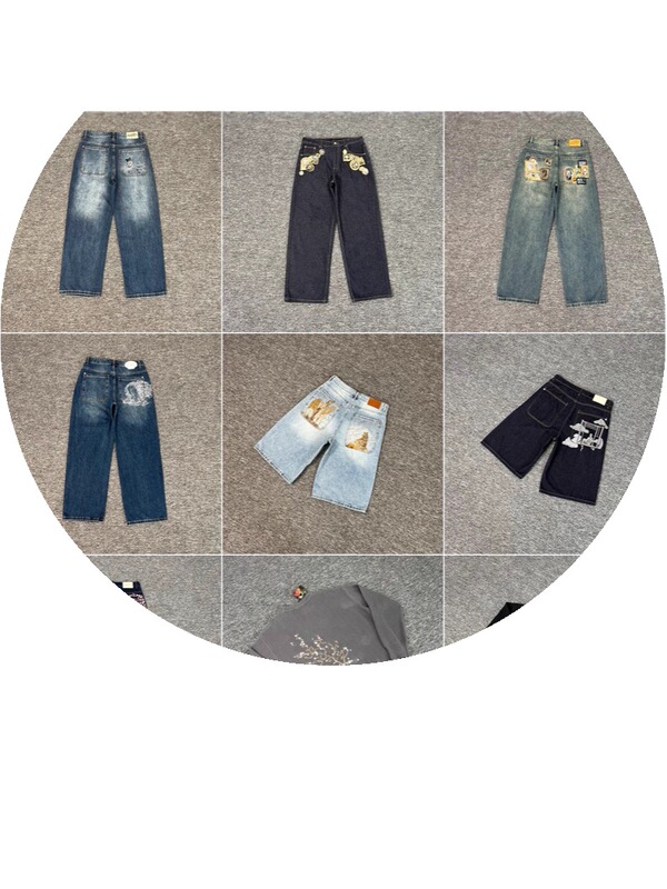 2025 new model derschutze blossm European and American niche trendy brand embroidered cherry blossom casual high street jeans 2025 new model derschutze blossm European and American niche trendy brand embroidered cherry blossom casual high street jeans