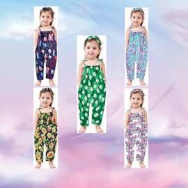 2024亚马逊热门爆款  童装幼儿女婴连体衣夏季衣服可调节系带口袋