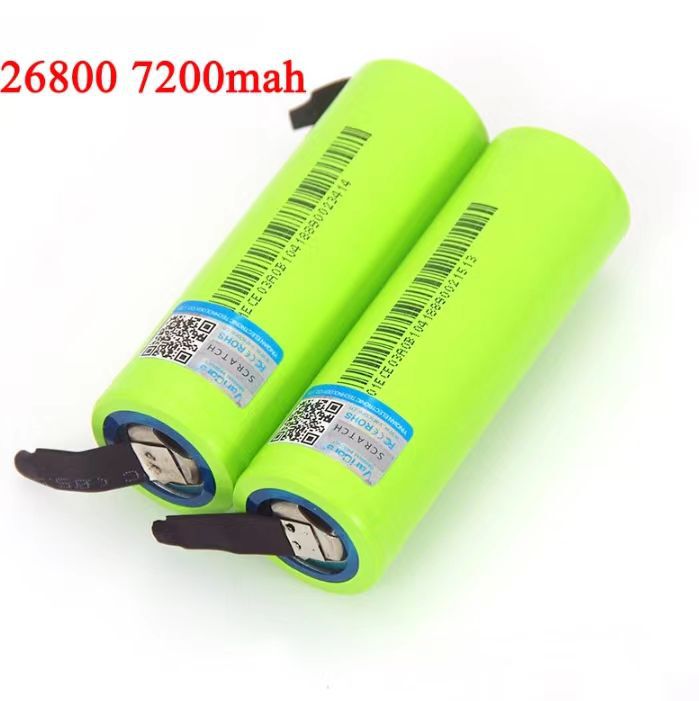 26800 ternary lithium battery 3,7V 7200 capacity with nickel chip battery