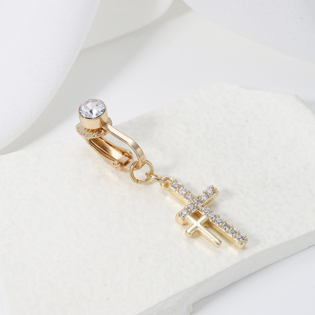 Cross-border Bestseller: European And American Style Personalized Vintage Cross-shaped Navel Ring, No Piercing Required,_voghion.com