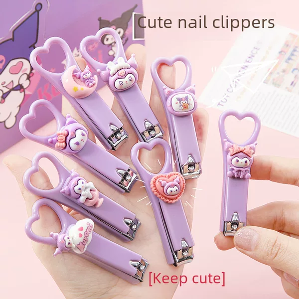 Cute Cartoon Heart-Shaped Nail Clippers Mini Girly Doll Nail Cutter Household Anti-Splash Foldable Nail Scissors