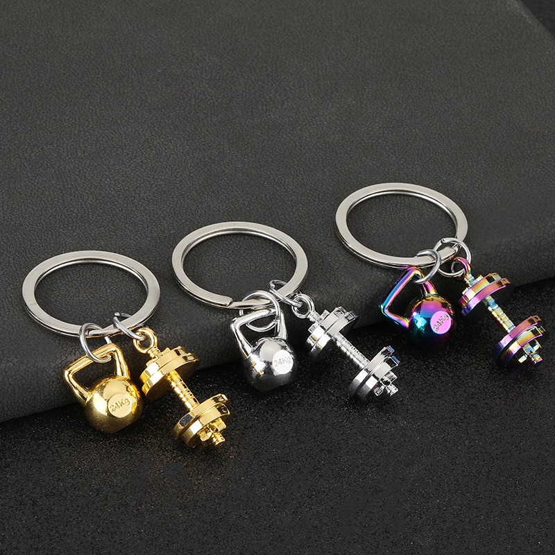 Cross-Border Gifts, Simulated Sports Equipment, Couple Pendants, Metal Weightlifting Equipment, Gym Decorations, Dumbbell Keychains