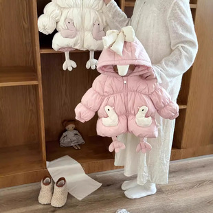 Girls' Down Jacket 2024 Winter New Style Girls' Baby Girl 90 White Duck Down Jacket