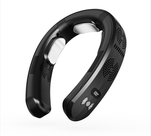 2024 ventilador de cuello colgante sin hojas transfronterizo carga usb ventilador de cuello portátil pantalla digital refrigeración deportiva verano