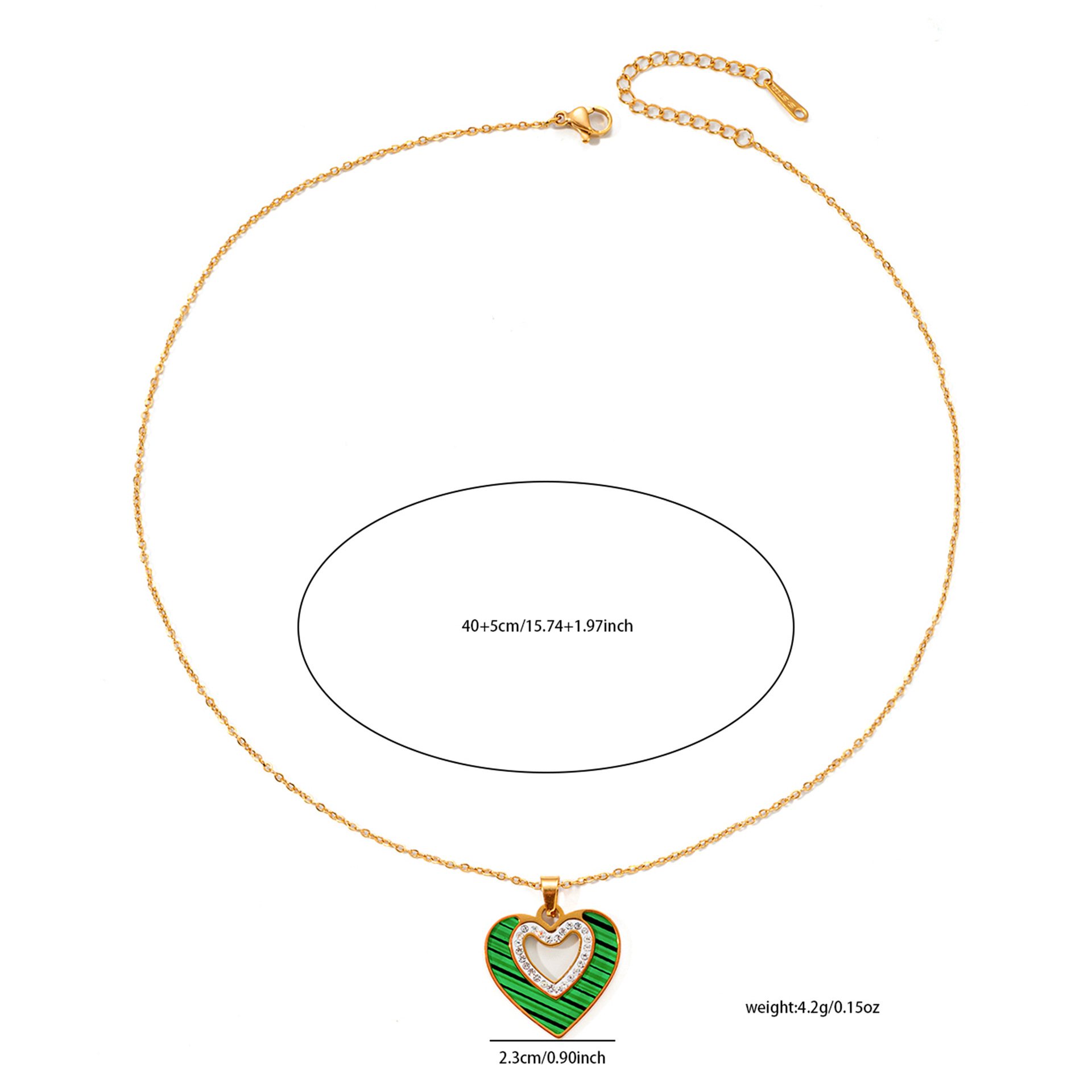 8g Weight 0.03µm Gold Plating Thickness Electroplated Gold Plating Process Golden Plated Plating Material Zircon Inlay Material Jewelry Set Classification cable chain Chain Type 1 Set Quantity Casual Occasion 201 Stainless Steel Material Heart Shape Pattern Women's Gender Basic Style Plating Craft Wholesale Jewelry Basic Heart Shape Titanium Steel Zircon Plating Jewelry Set 17