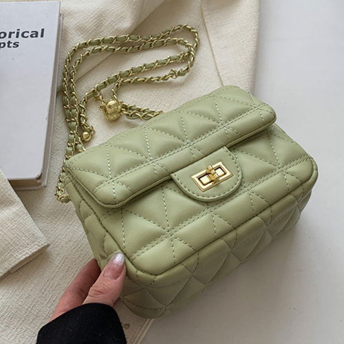 2024 New High-Quality Texture Diamond Chain Strap Women's Bag Simple Korean Style Single Shoulder Bag Fashion Trend Crossbody Small Square Bag