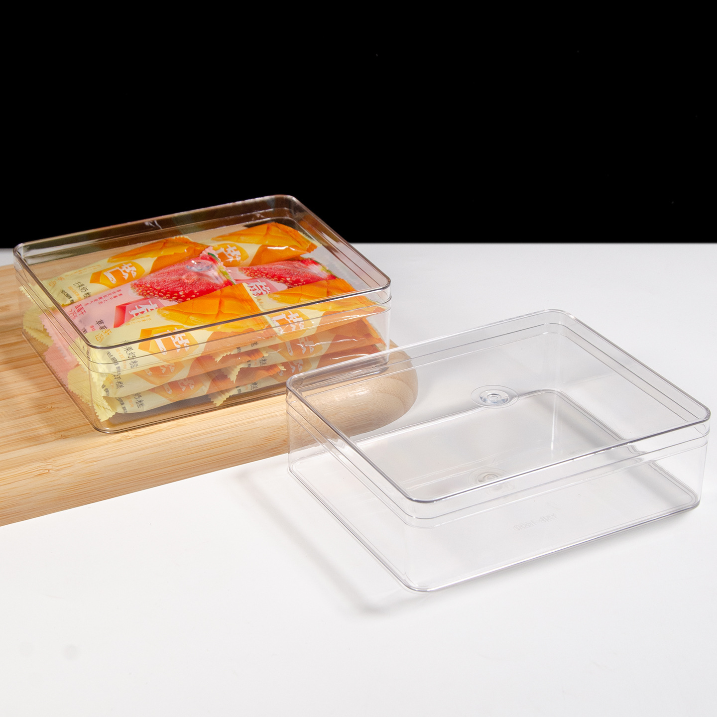 Caja de embalaje anti-caída 16 cm de panadería para bocadillos caja de galletas de plástico transparente rectangular con cubierta