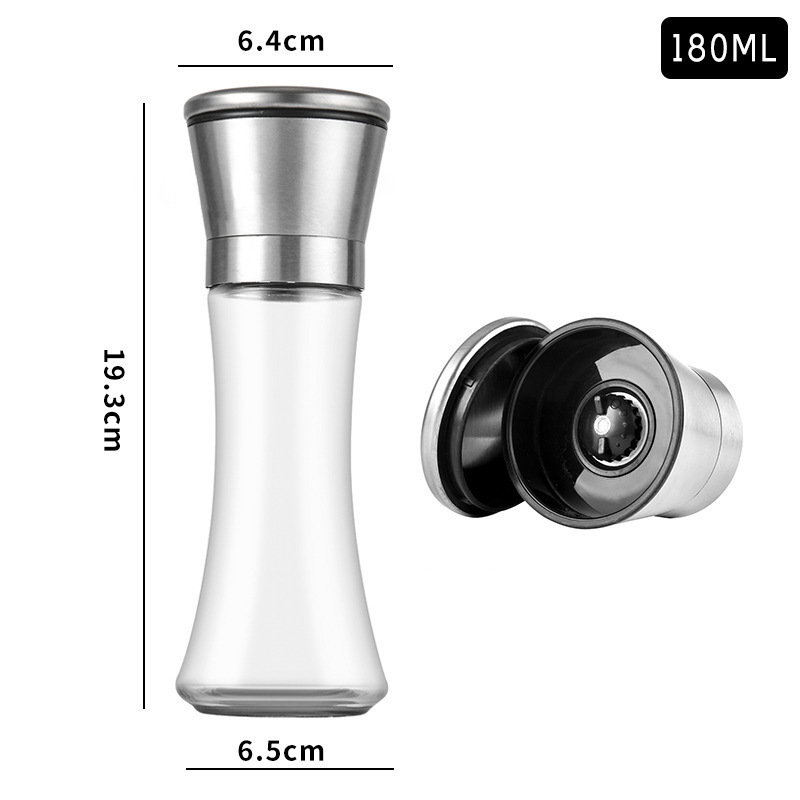 现货手动研磨器家用不锈钢厨房海盐胡椒研磨瓶调料瓶撒料玻璃瓶子|undefined