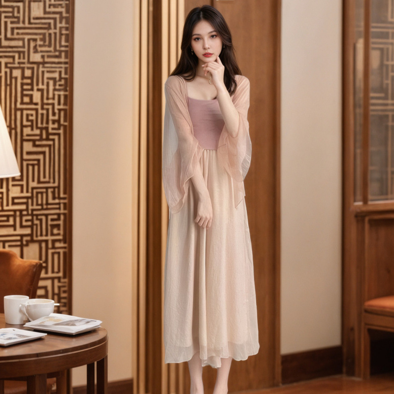 新しい中国風のスカート、中国風の婦人服、高級小柄ドレス、改良された漢服、女性用スリーピーススーツ|undefined