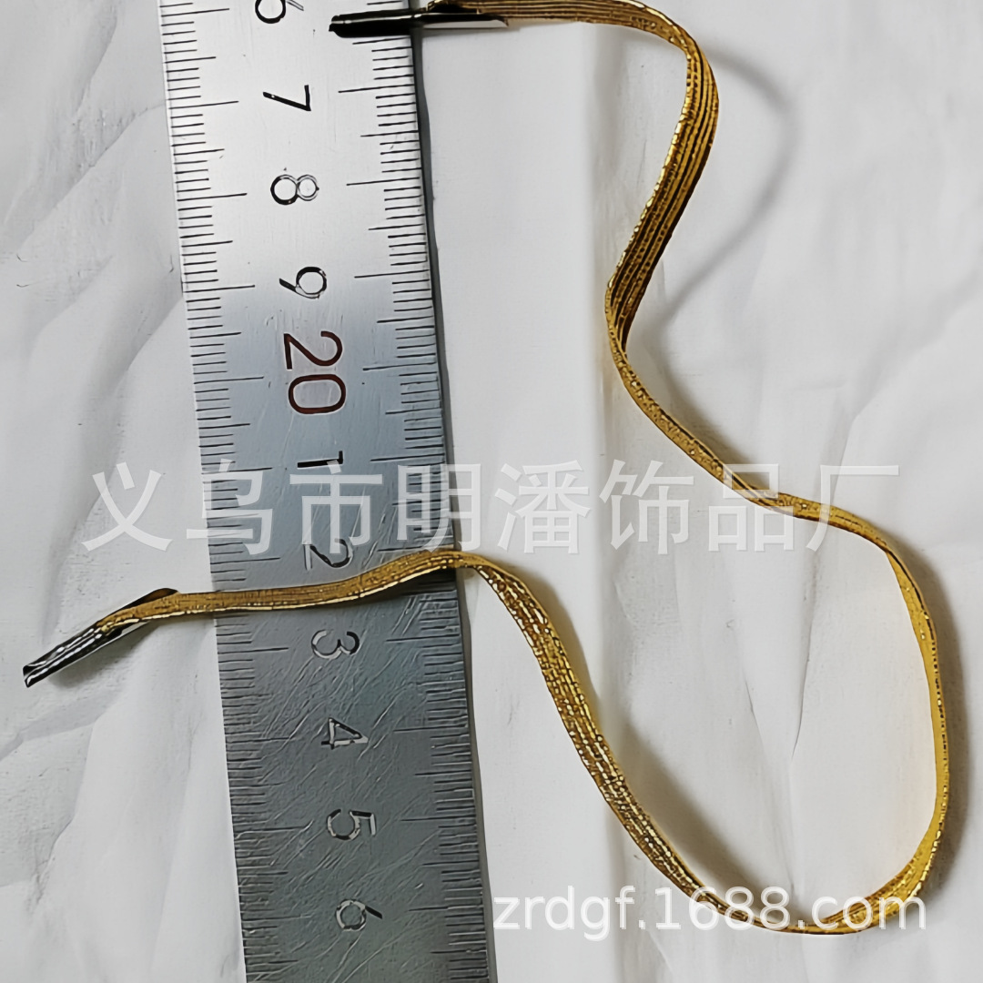 供应5MM扁金色银丝松紧绳扣文件夹弹力绳扣档案袋扣绳眼罩挂绳