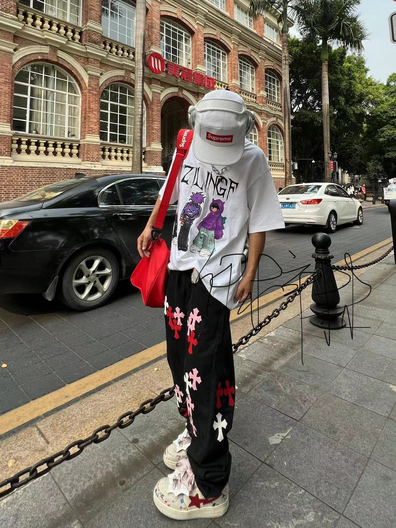 2023 nuevo original American High Street Cross jeans parche todo partido slim fit 2023 pantalones apilados moda