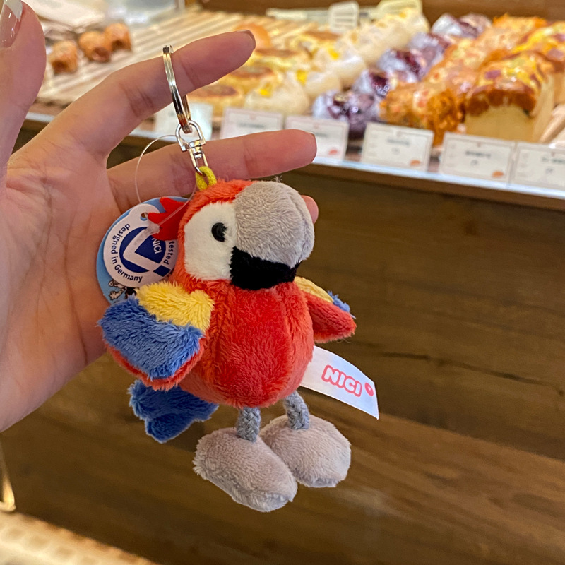Exquisite Colorful Macaw Plush Pendant, Cute Big-Eyed Bird Plush Bag Charm, Fun and Unique Keychain